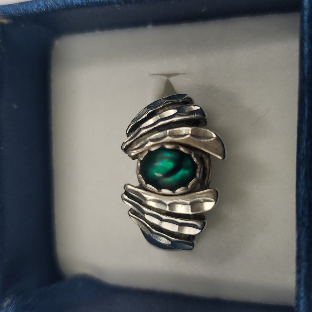 Wm Co Wheeler Sterling Wings with Paua Shell Ring
